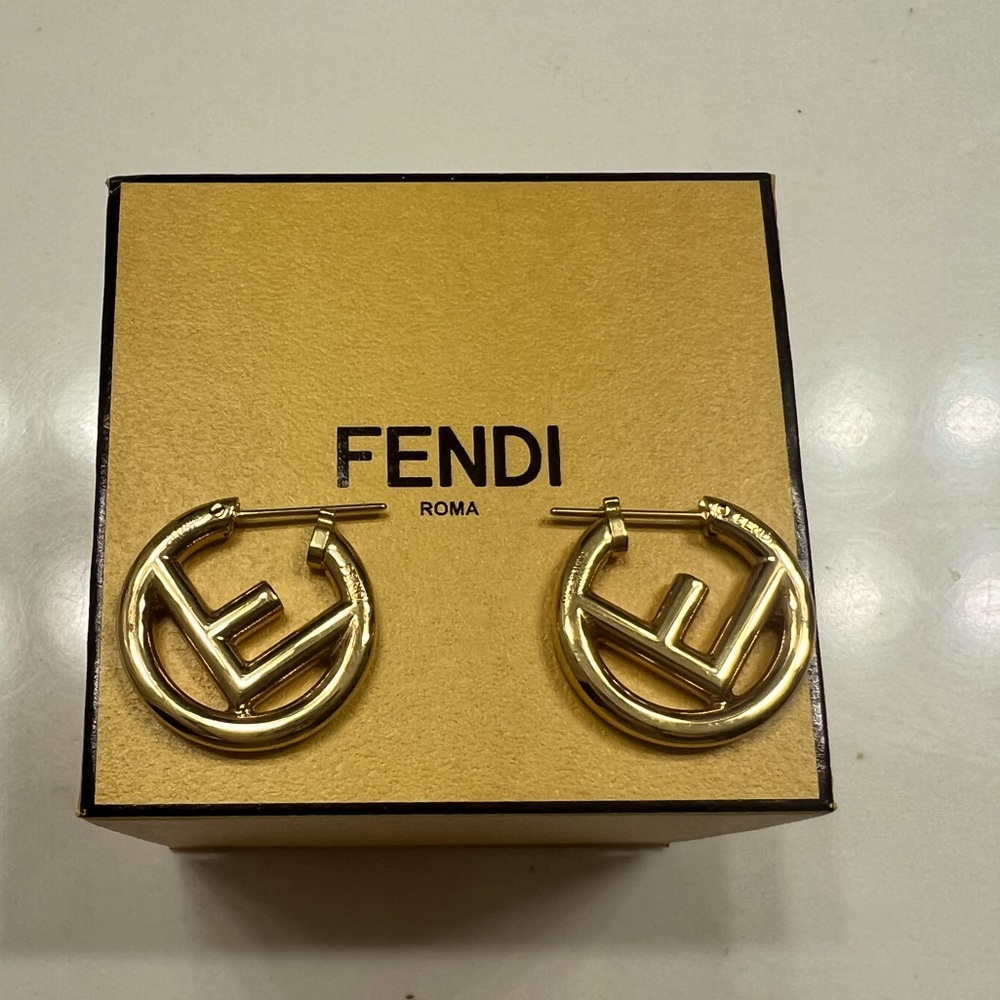 Gold Fendi Hoop Earrings